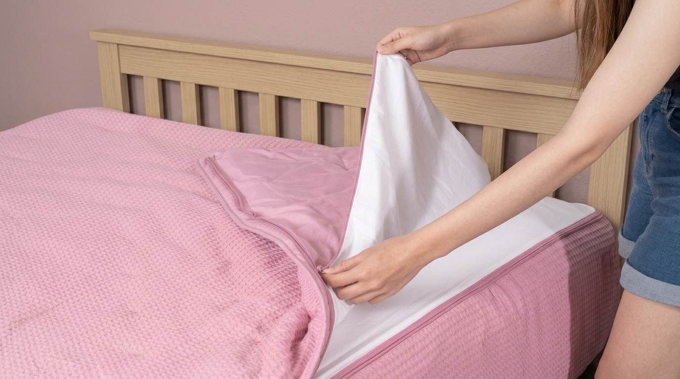 Zippered Bedding with Removable Sheets - Pink